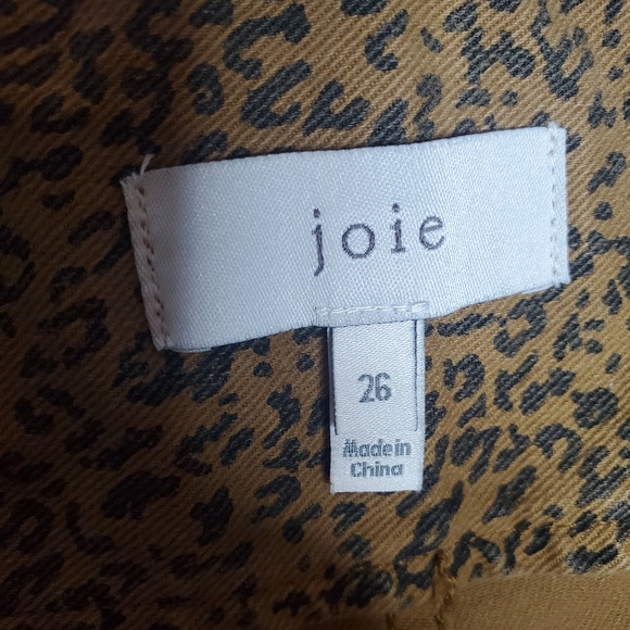 Joie jeans high pleated waist cropped leopard print size 26 80s rocker style - Picture 9 of 10
